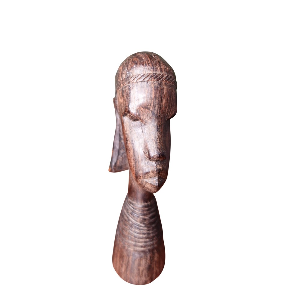 Vintage primitive carved African Bust tribal  carved wood tribal art sculpture